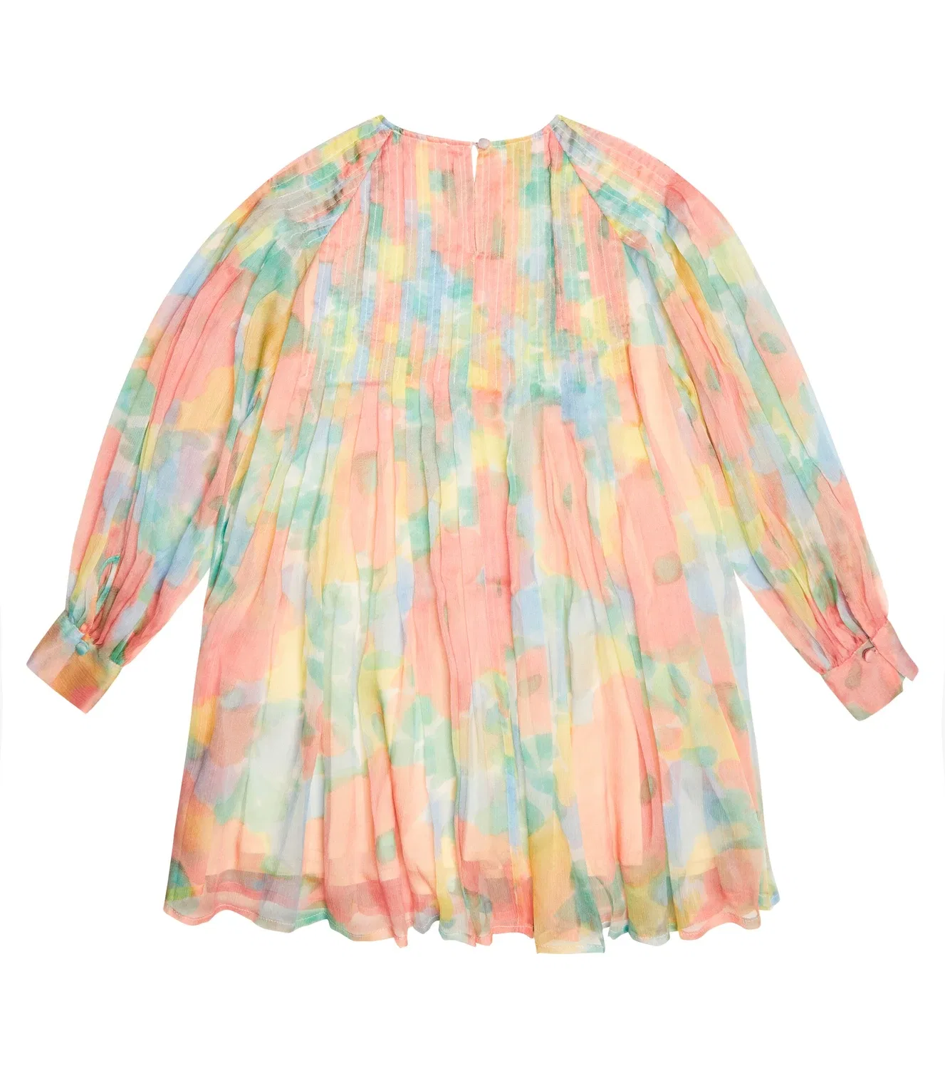 Шелковое платье из жоржета с цветочным узором Stella McCartney Kids, черный — фото 4