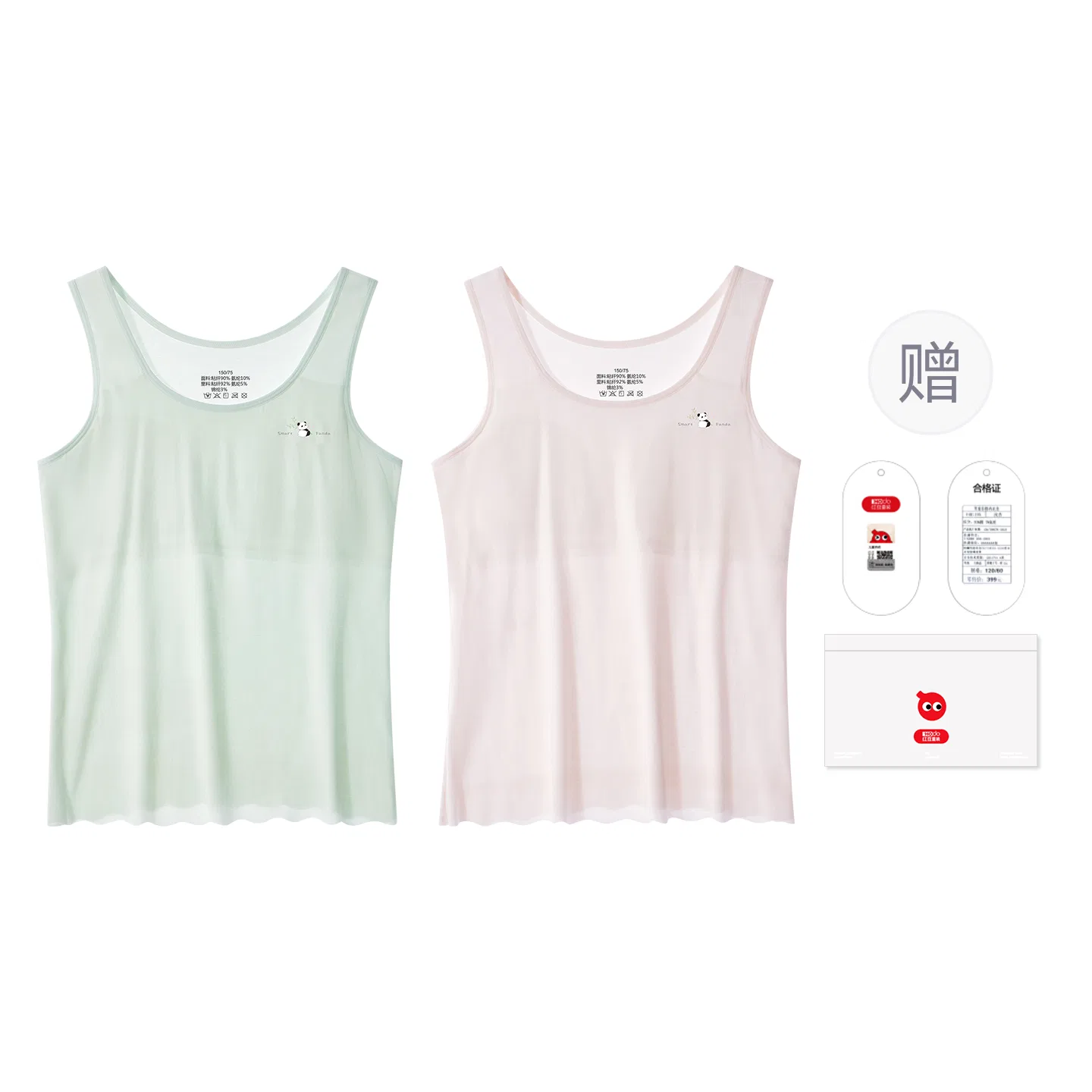Детское белье для девочек с мид-ленгт без бретелек Red bean, Light Pink + Light Green