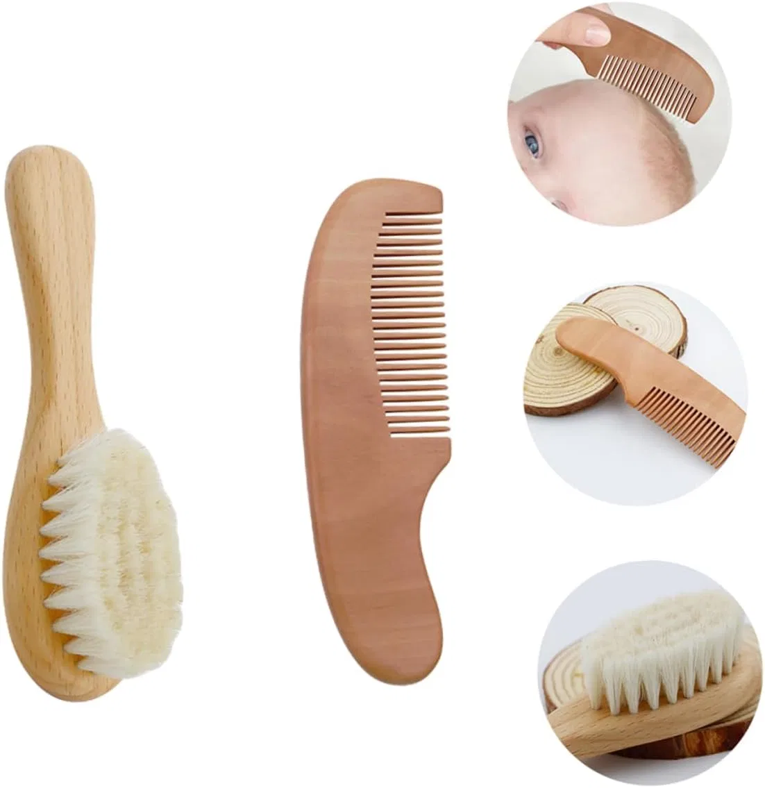 Набор для купания Baby Shower Brush, 3 щетки и 3 расчески, FRCOLOR, Khaki — фото 3