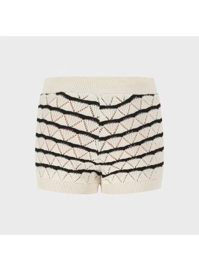 Шорты трикотажные с полосатым принтом Zara, белый/черный — фото 3