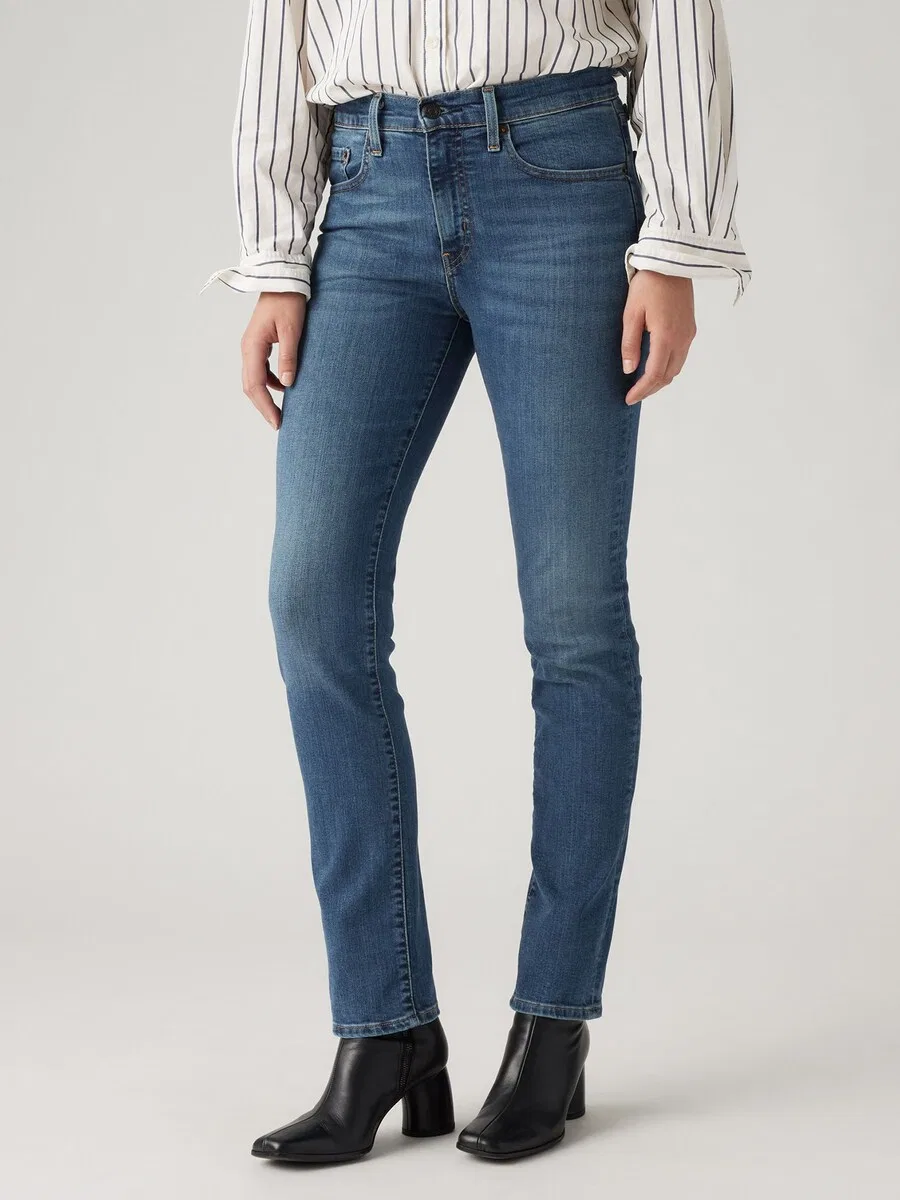 Джинсы LEVI'S Slim fit '724 High Rise Straight' темно-синего цвета — фото 2