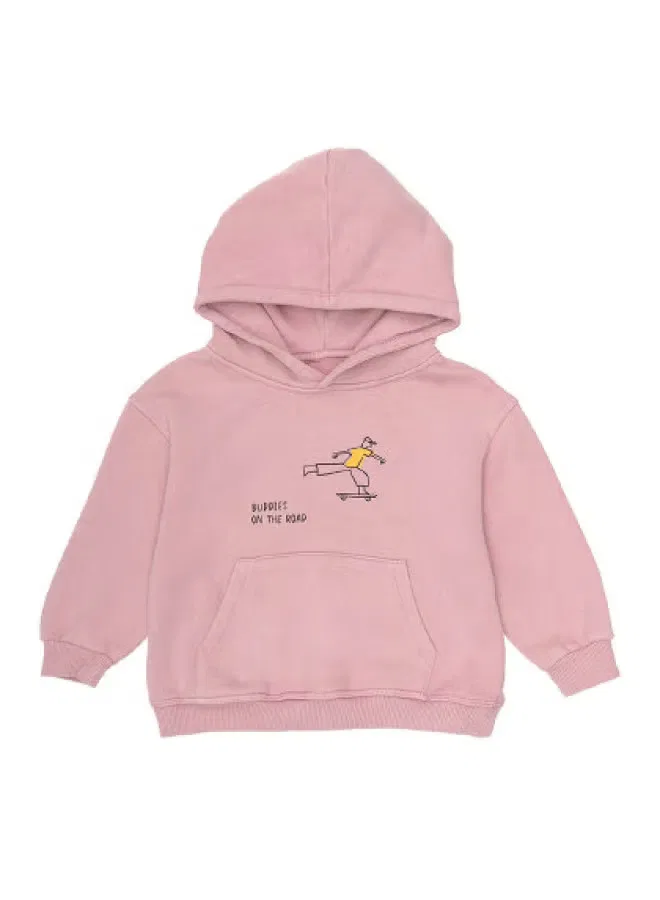 Худи с принтом скейтбордиста Zara, розовый