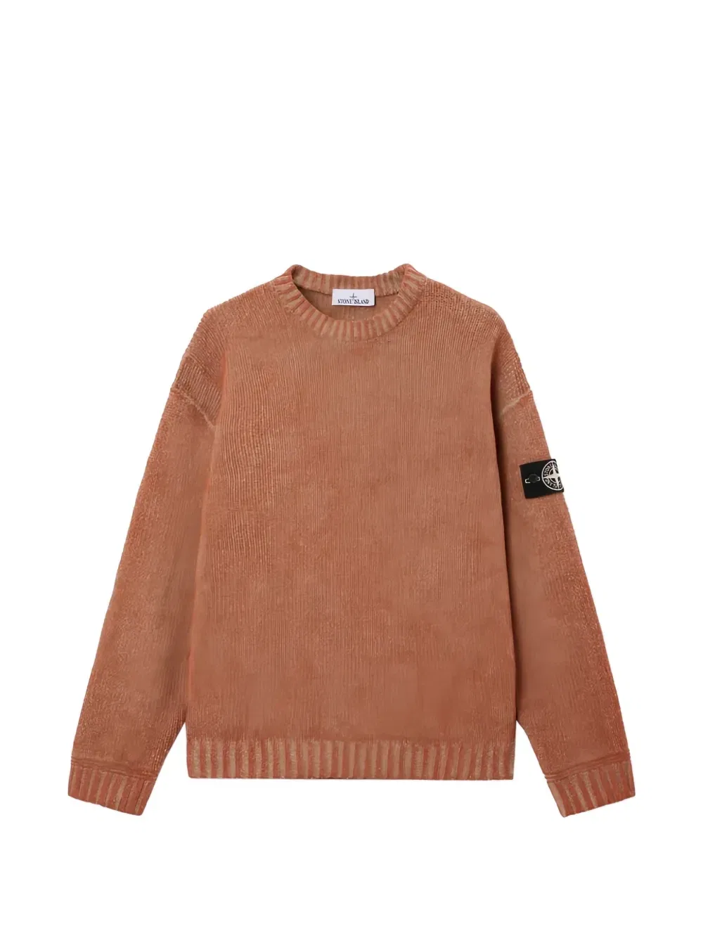 Свитер с круглым вырезом и нашивкой-логотипом Stone Island, коричневый