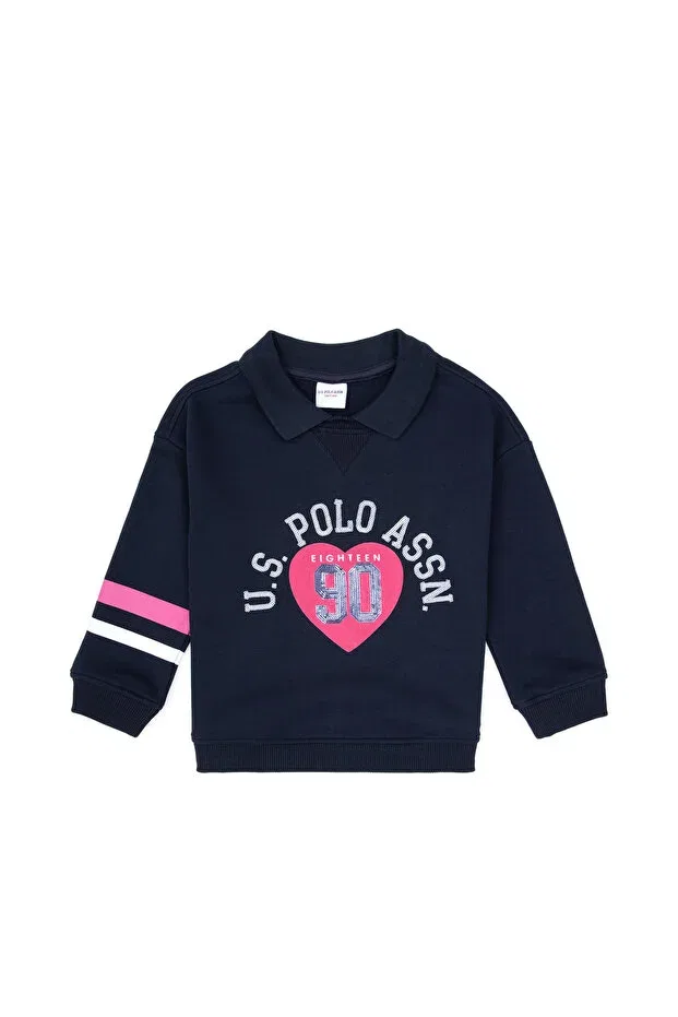 Детские свитшот для девочек с принтом U.S. Polo Assn., Navy Blue