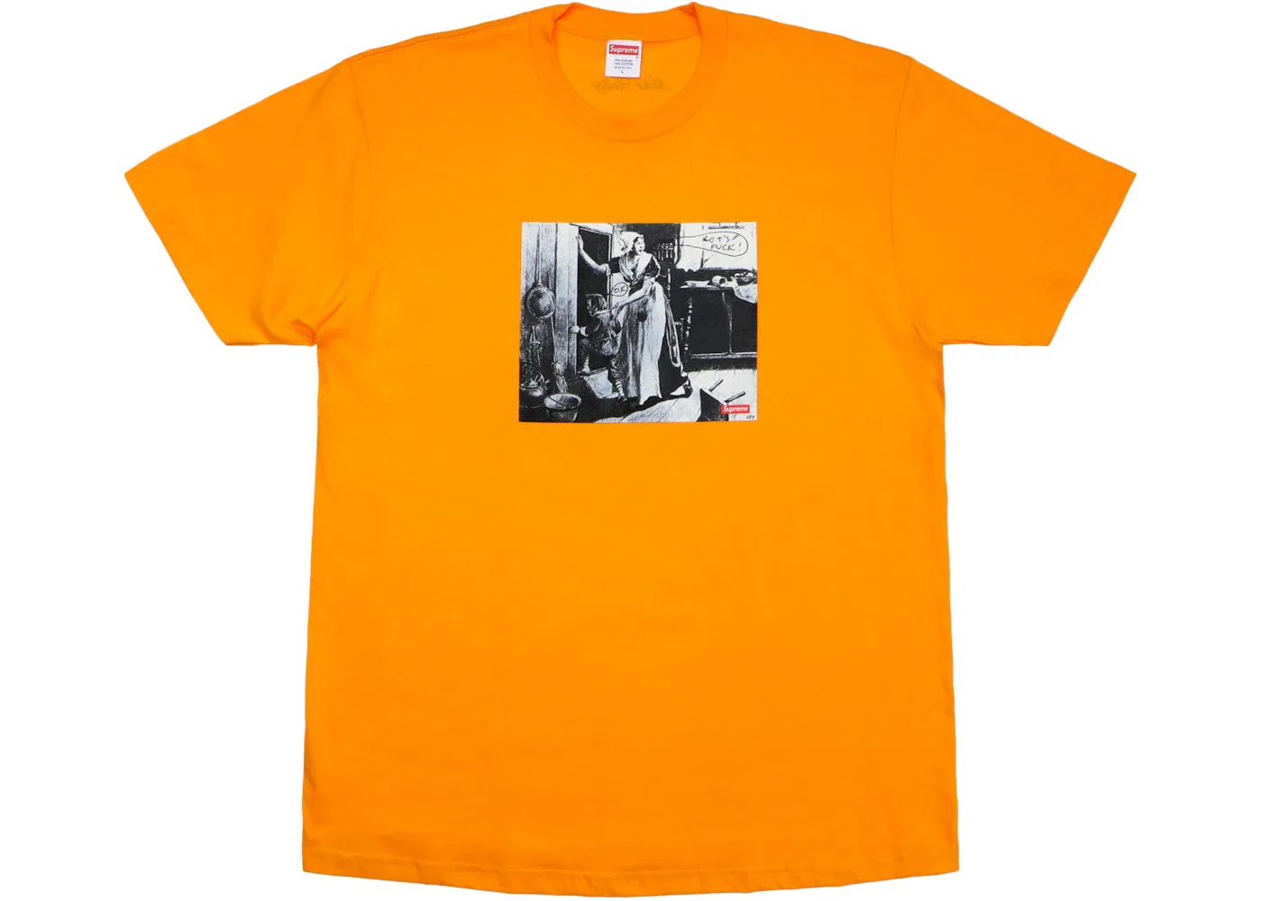 Мужская футболка с принтом Supreme Mike Kelley Hiding From Indians Tee, Bright Orange