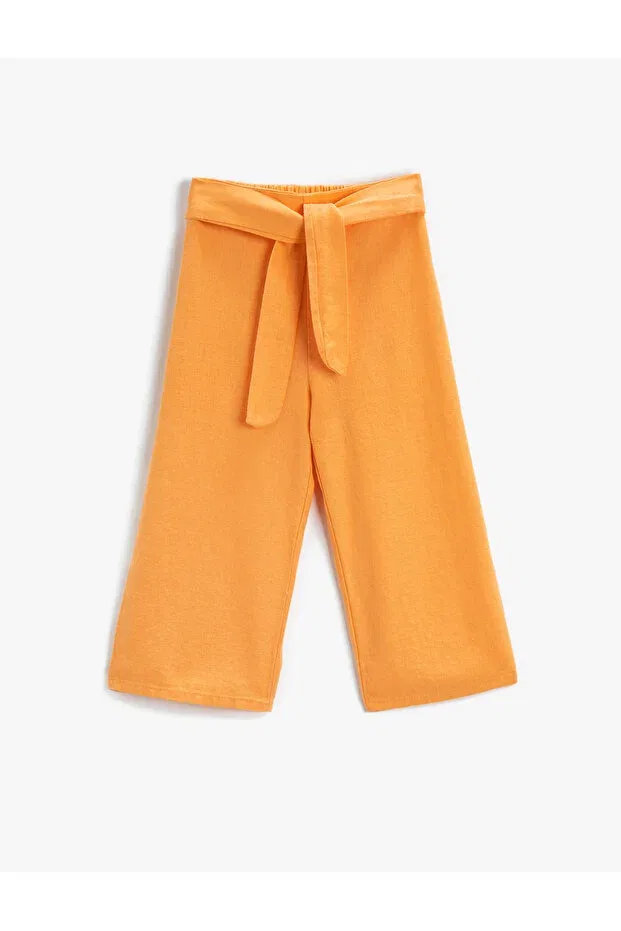 Детские широкие брюки для девочек льняные Linen Koton, Turuncu/201