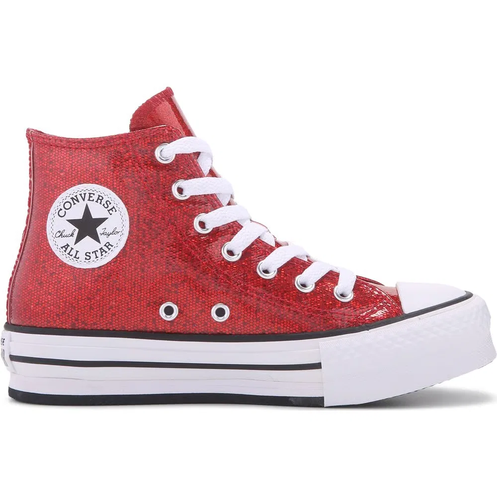 Детские высокие кеды Chuck Taylor All Star Lift Converse, Red Glitter — фото 2