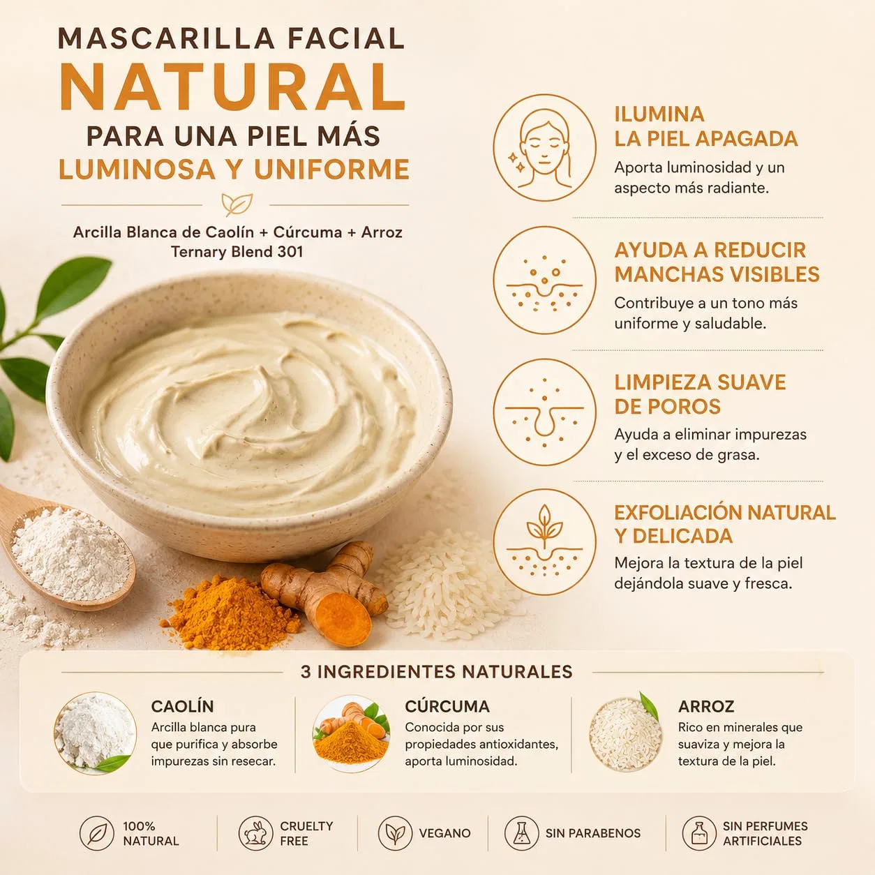 Маска для лица Brightening Face Mask, Ternary Blend 301, 100 г Genérico — фото 2