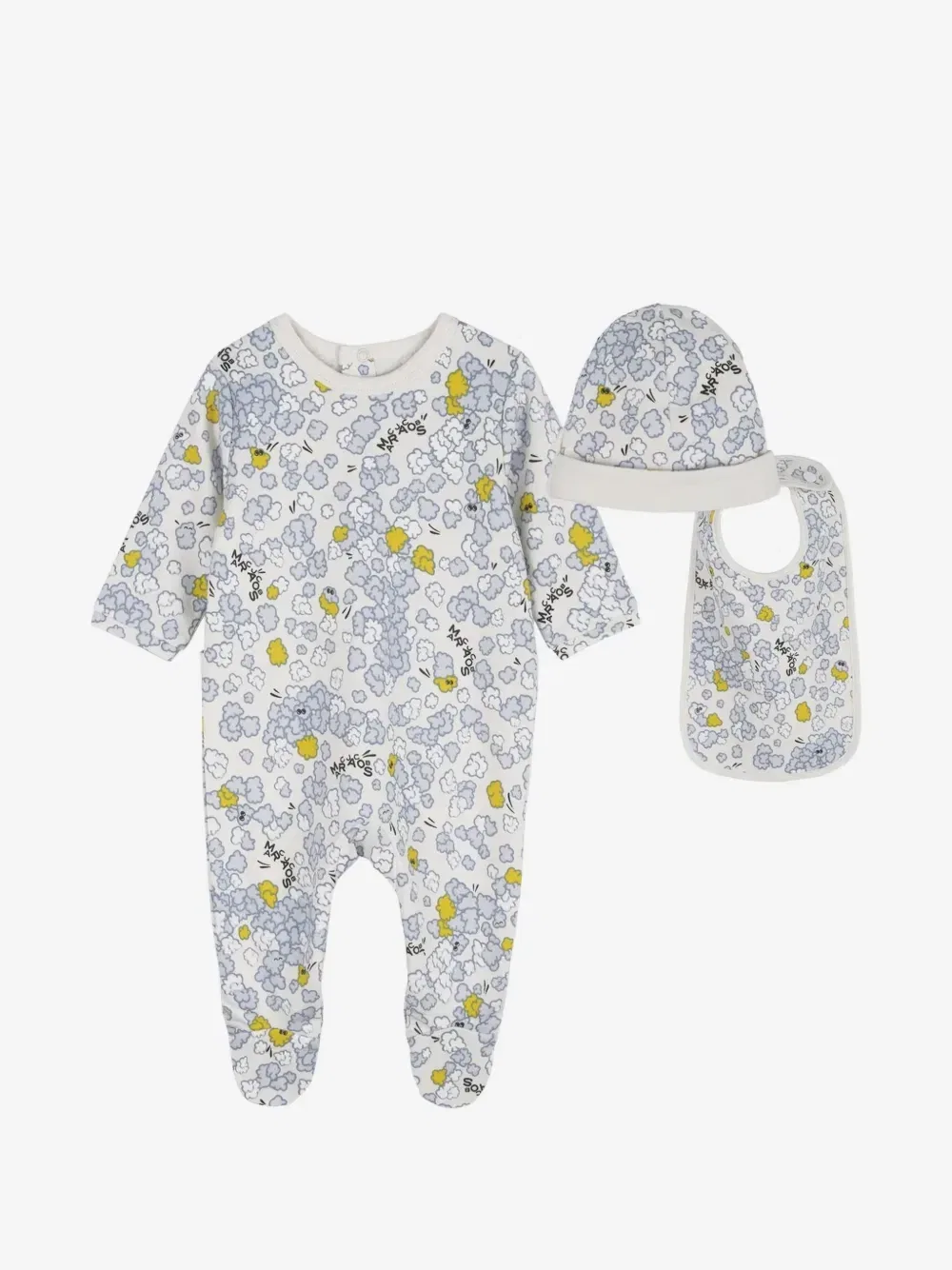 Комплект детских комбинезонов с облачным принтом из трех предметов Marc Jacobs Kids, белый