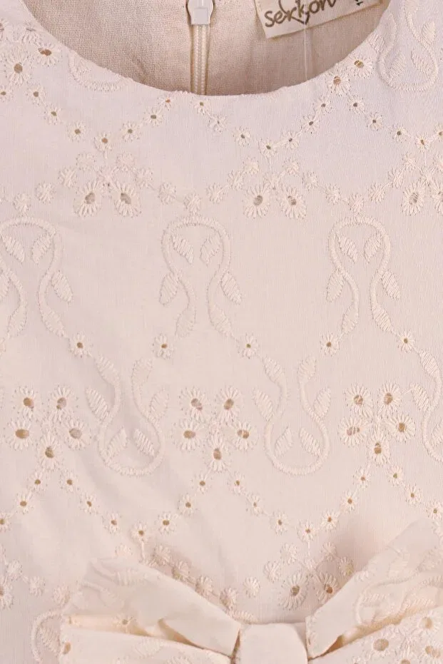 Детское платье для девочек с длинным рукавом Kidello, Beige — фото 4