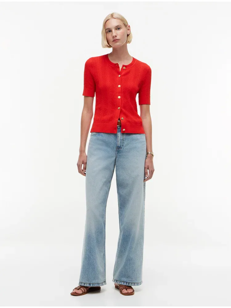 Кардиган с золотыми пуговицами, модель Gold Button Cable TOMMY HILFIGER, Red — фото 2