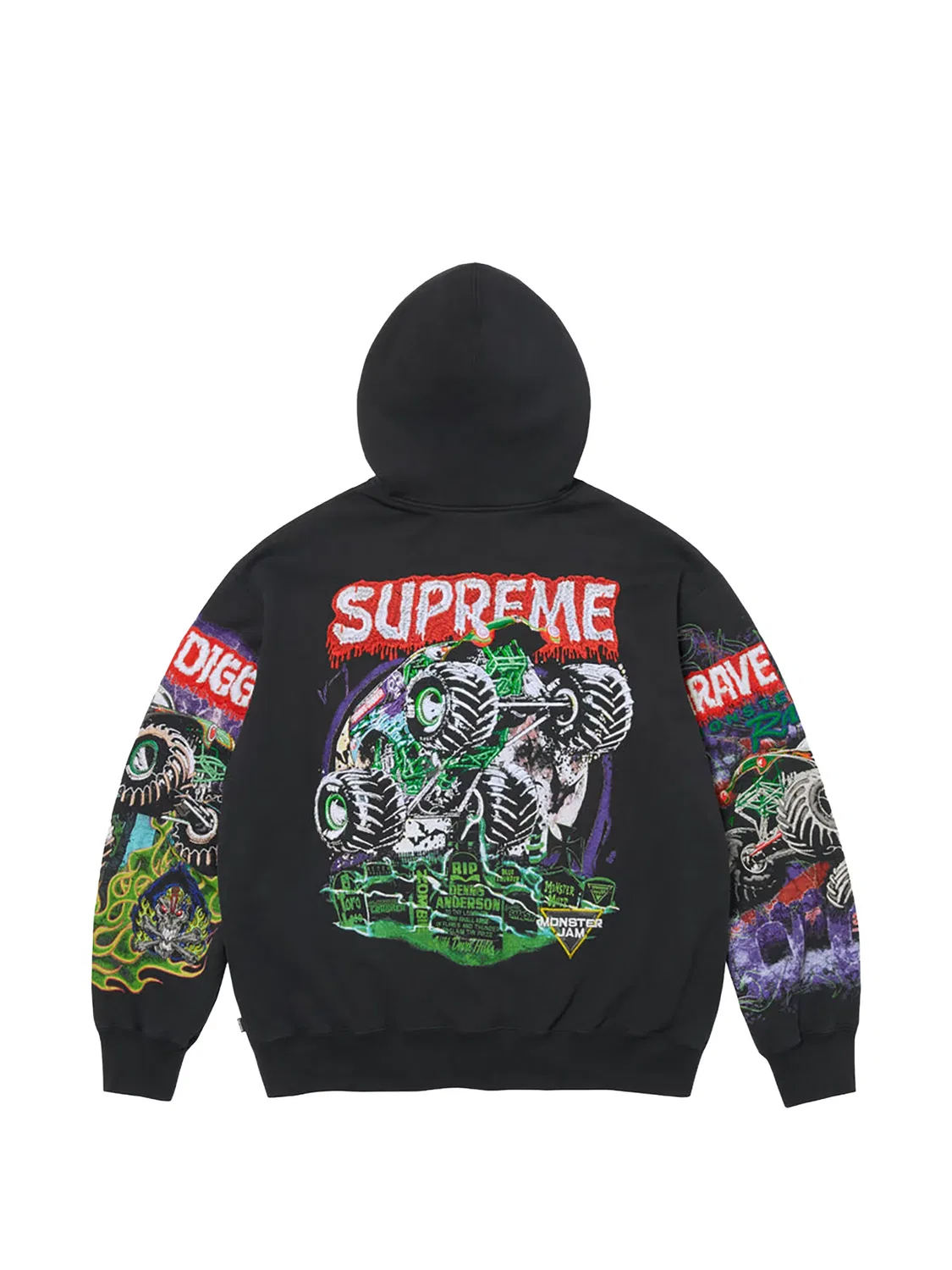 Худи Grave Digger на молнии Supreme, черный — фото 2