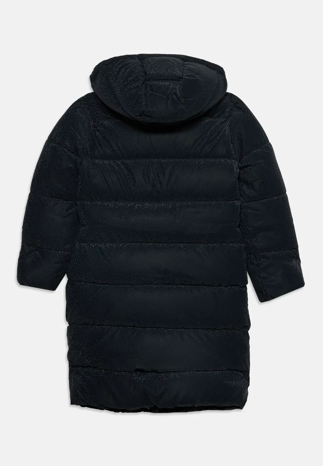 Детская длинная пуховая куртка с капюшоном - зимнее пальто Guess, Jet Black — фото 2