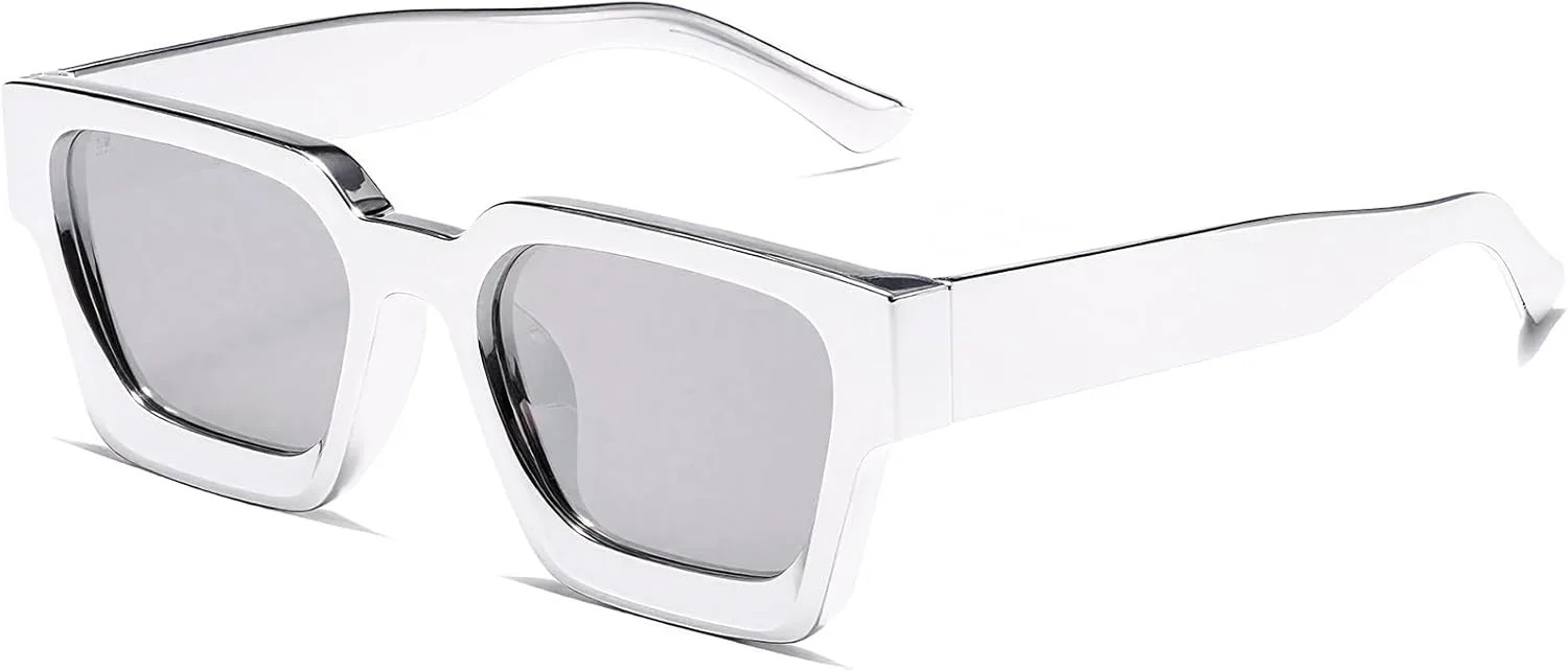 

Солнцезащитные очки AIEYEZO квадратной формы для женщин и мужчин, квадратная оправа с толстой рамой, простой дизайнерский стиль, Rave Silver/Silver Mirrored