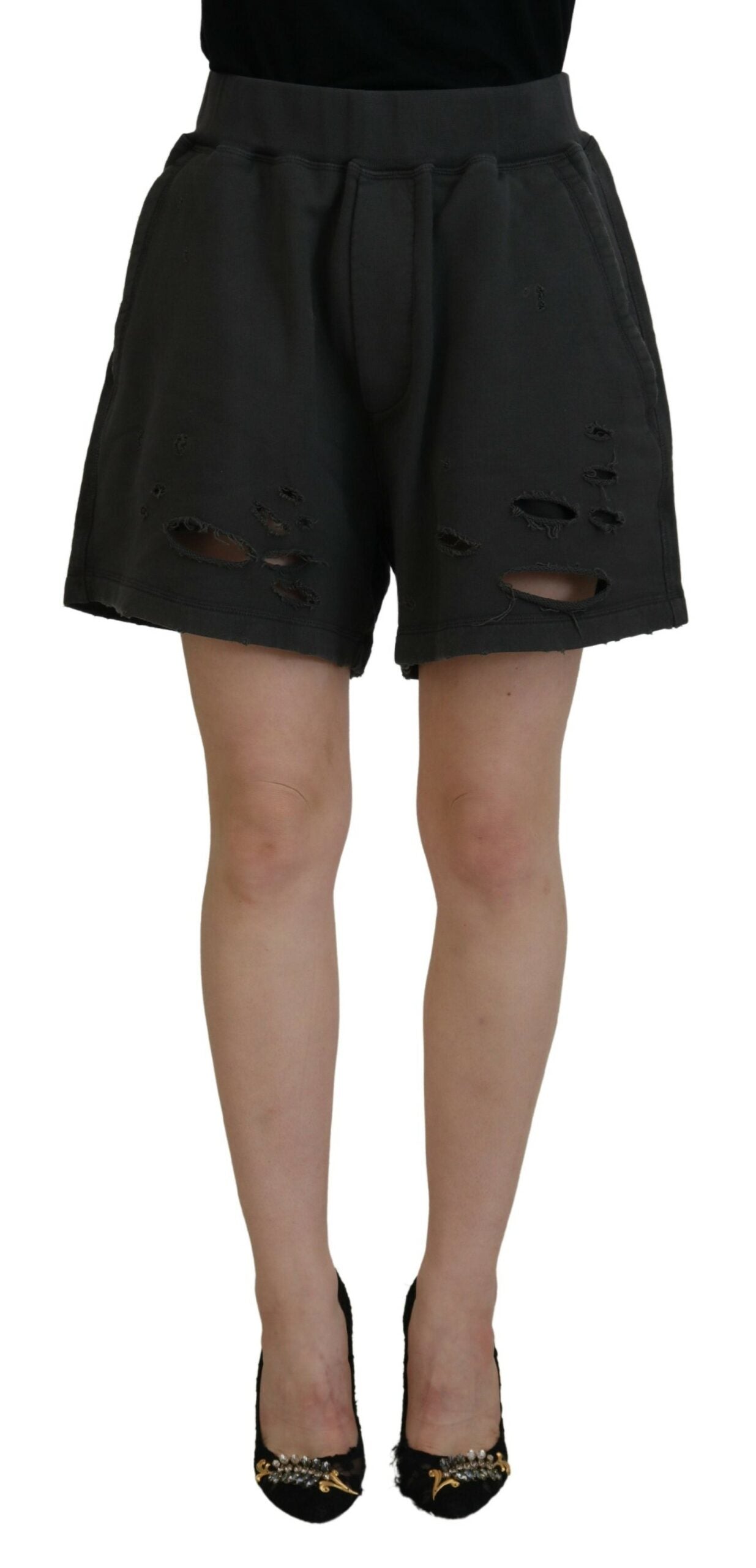 

Женские шорты Dsqua² из хлопка со средней талией и татуировкой DSquared, черный