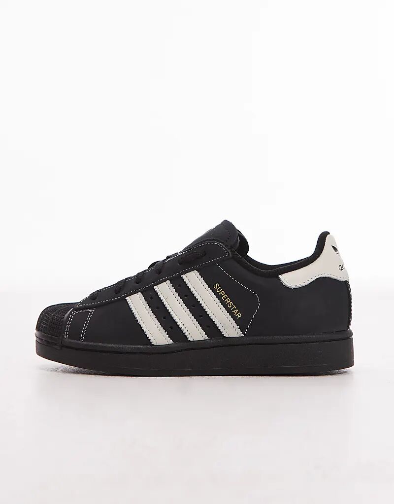 Кроссовки Adidas Originals Superstar II из черного нубука — фото 2