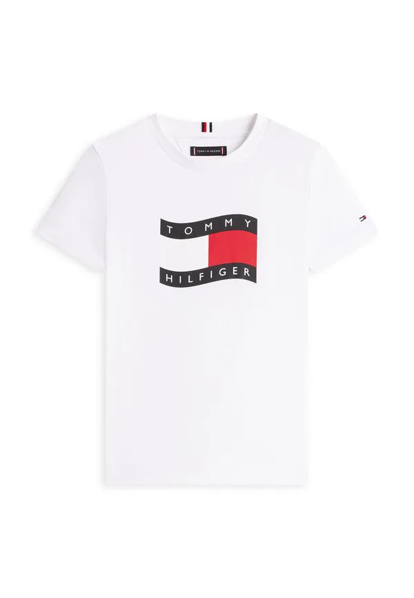 Футболка с круглым вырезом и принтом в виде волнистого флага Tommy Hilfiger, White — фото 4