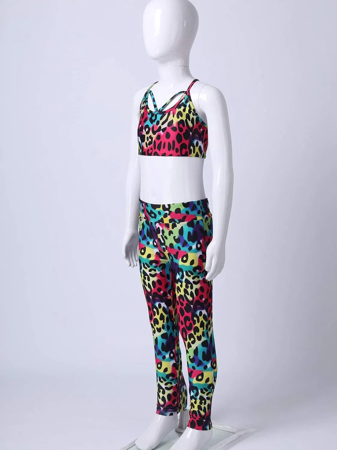 Детский спортивный костюм из топа и леггинсов easyforever, Leopard — фото 4