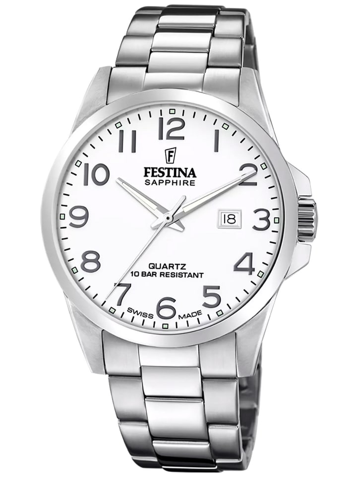 

Festina Мужские часы со стальным браслетом и сапфировым стеклом, бело-серебристые