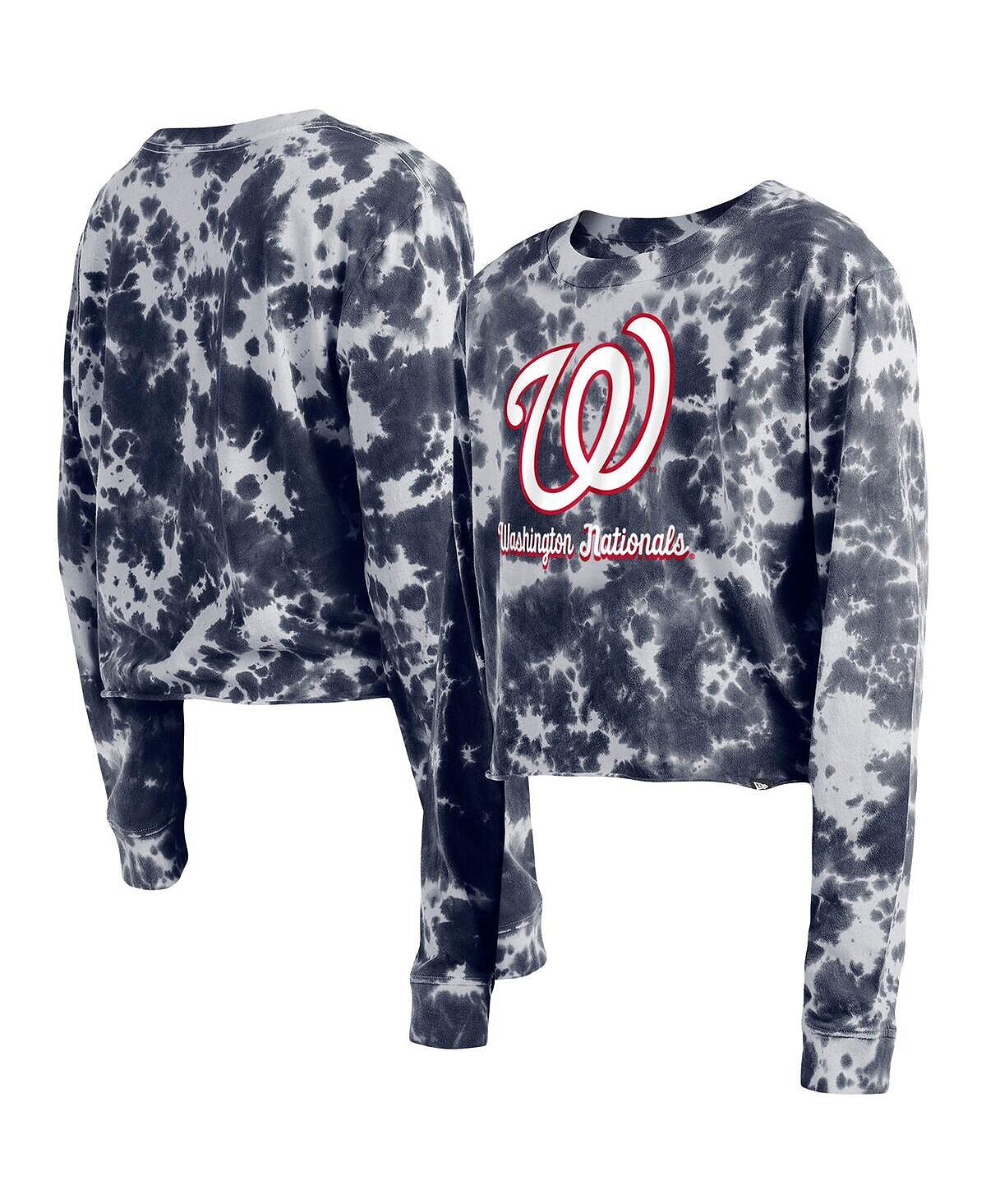 

Женская укороченная футболка с длинными рукавами темно-синего цвета Washington Nationals с принтом тай-дай New Era, темно-синий