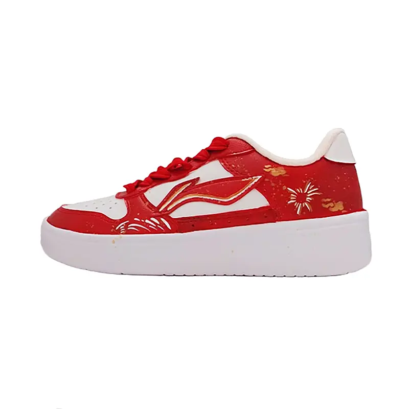 

Li-Ning Li Ning Floating Boat With Free Manufacturing Flame Red Year Synthetic Leather Low top Skateboard Shoes Unisex Red