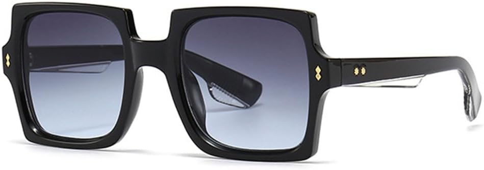 

Квадратные ретро-солнцезащитные очки для мужчин с заклепками, модные солнцезащитные очки UV400 с градиентным переходом для женщин, панк-солнцезащитные очки MTZJH, Black Gray Blue