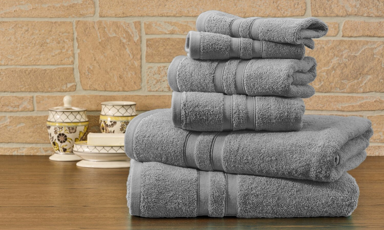 

Bibb Home Набор полотенец из египетского хлопка из 6 предметов, цвет Solid Gray