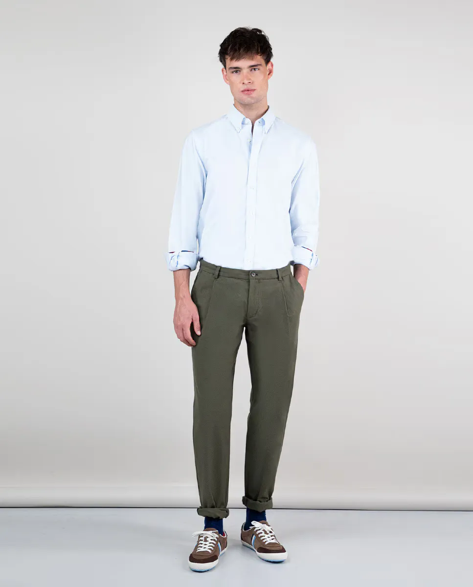 

Мужские фланелевые брюки чинос обычного кроя с вытачками El Ganso, зеленый