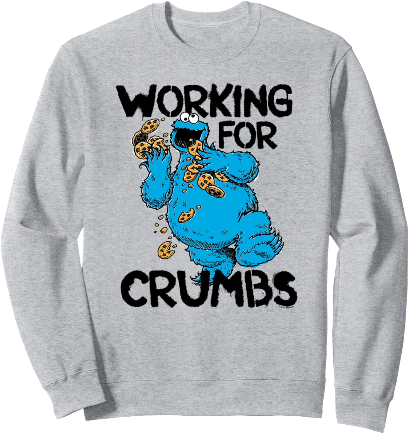 

Толстовка с изображением Коржика из «Улицы Сезам» и надписью «Работает на Крамбс» Sesame Street, серый