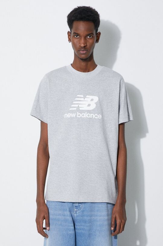 

Хлопковая футболка Essentials New Balance, серый