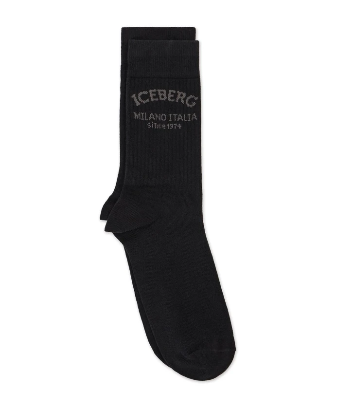 

Черные хлопковые носки с логотипом Milano Italia Iceberg, черный