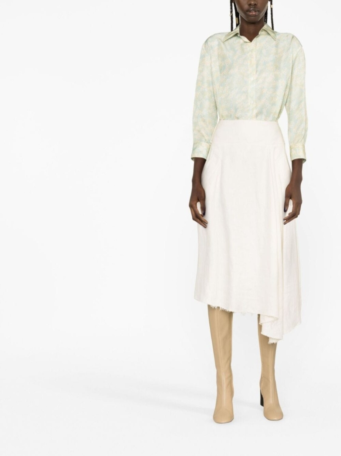 Рубашка Jil Sander Floral Print Long Sleeve, серо-зеленый — фото 2