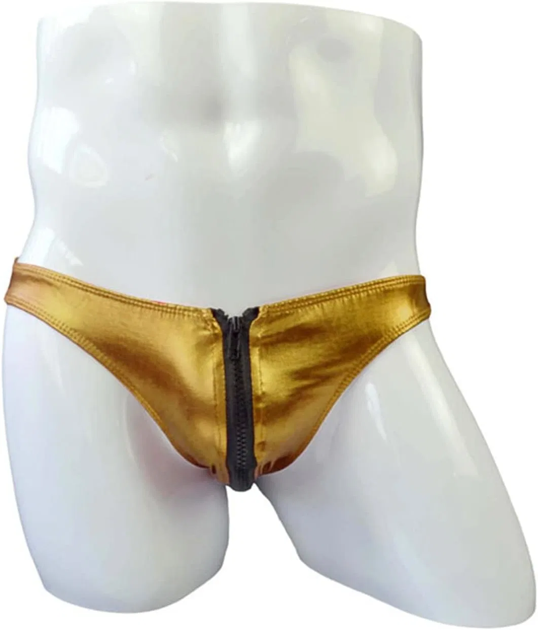 Боксеры с застежкой-молнией Patent Leather Bulge Pouch, Gold — фото 2