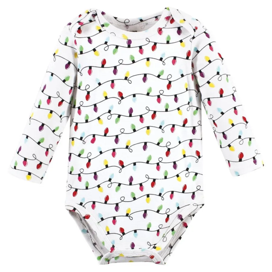 Hudson Baby Хлопковые боди с длинными рукавами, комплект из 3 штук, с принтом цвета корицы — фото 3