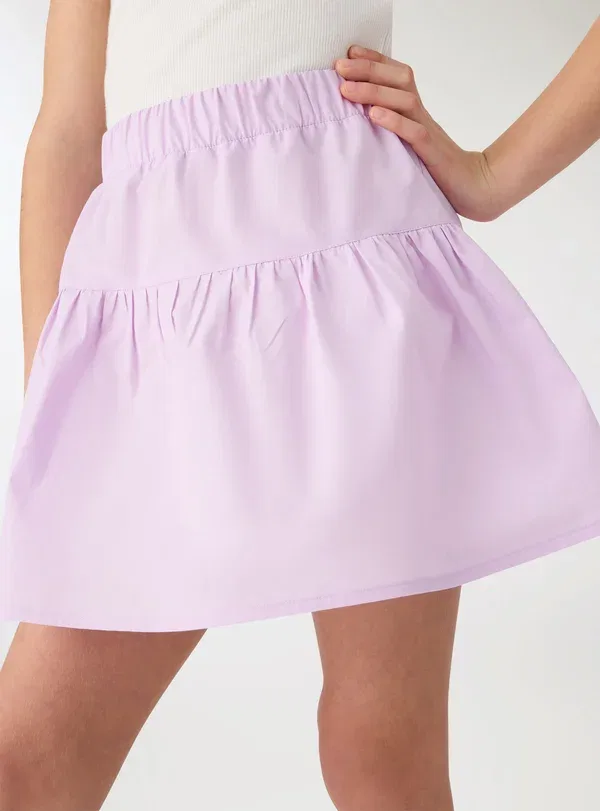 Юбка хлопковая A-line skirt Terranova, Lilla, сиреневый — фото 4