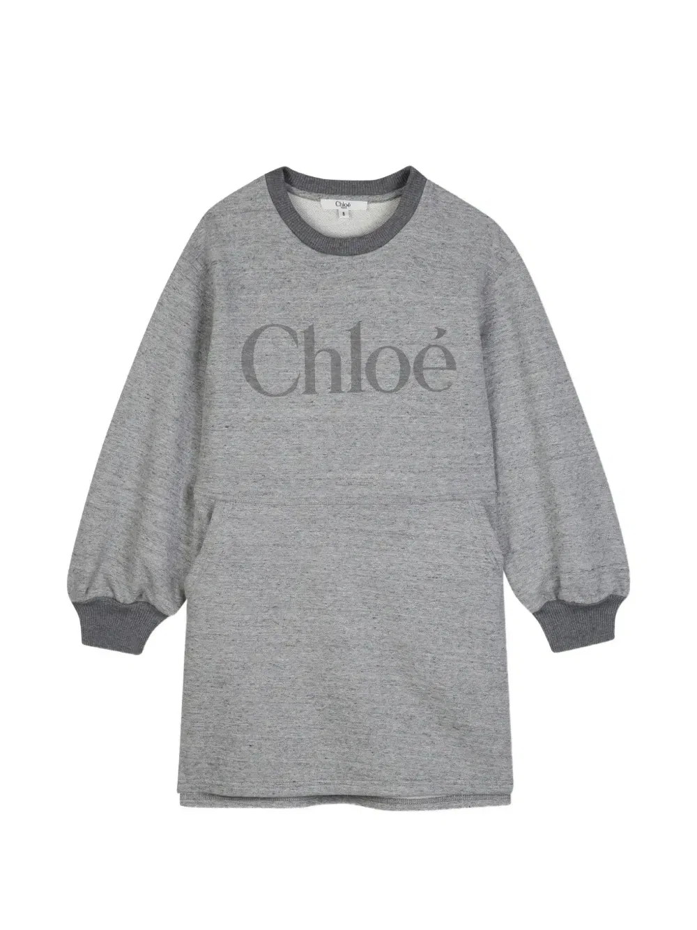 Платье с длинными рукавами и логотипом Chloe Kids, серый