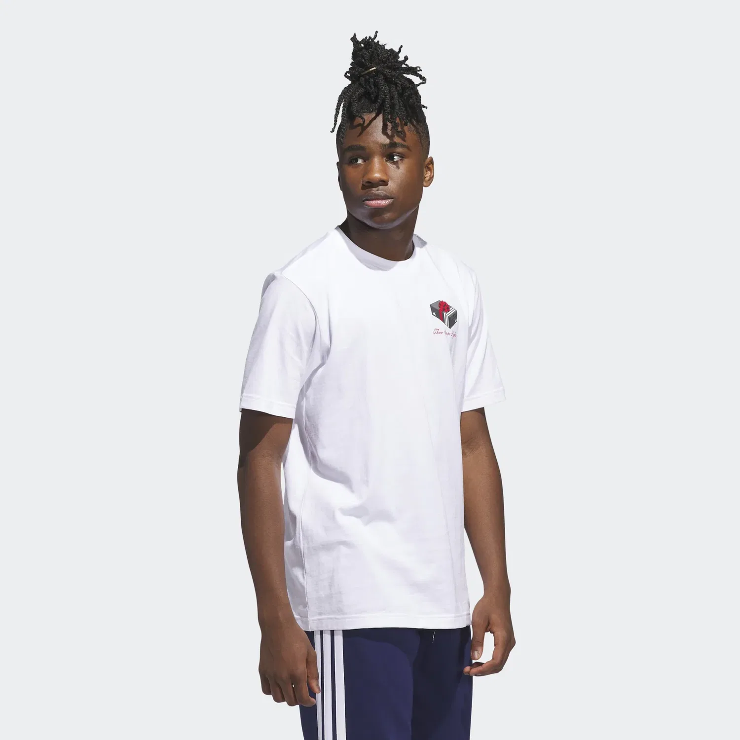 Детская хлопковая футболка с графикой Adidas Sportswear, White — фото 2