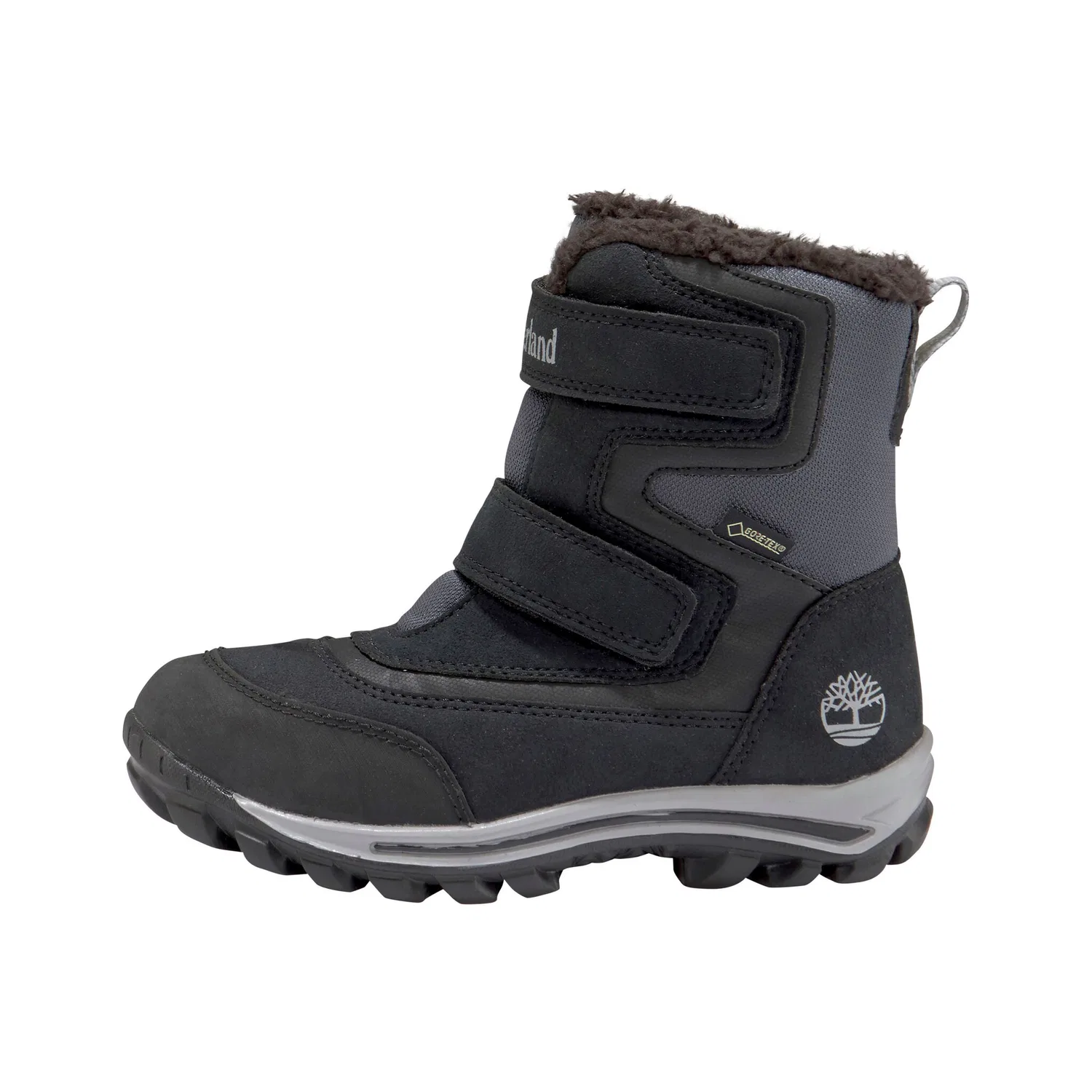 Детские зимние ботинки на шнуровке с мембраной Gore-Tex Timberland, Black-Grey — фото 2