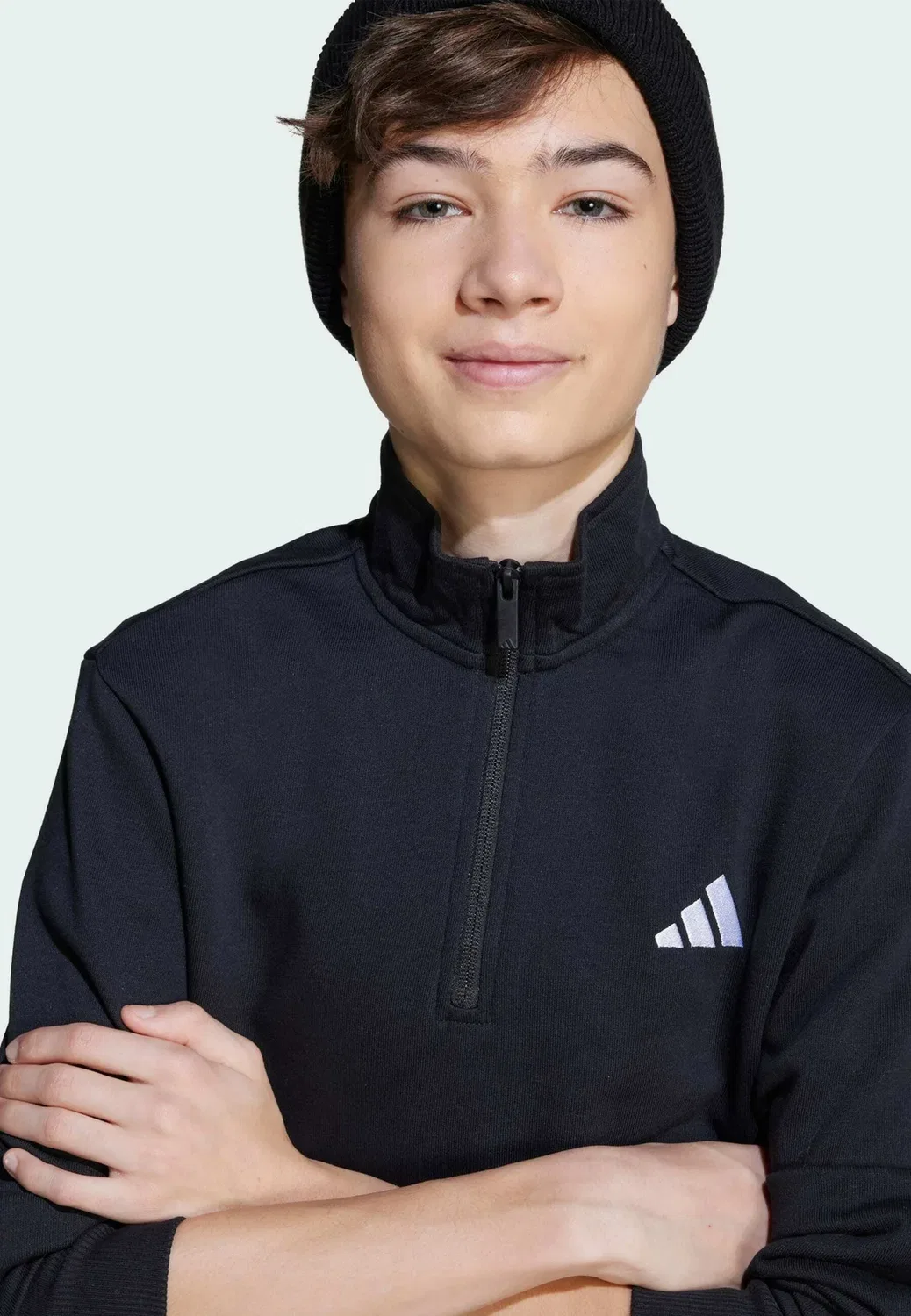 Детская толстовка Essentials с застежкой-молнией до середины груди, унисекс Adidas Sportswear, Black White — фото 3