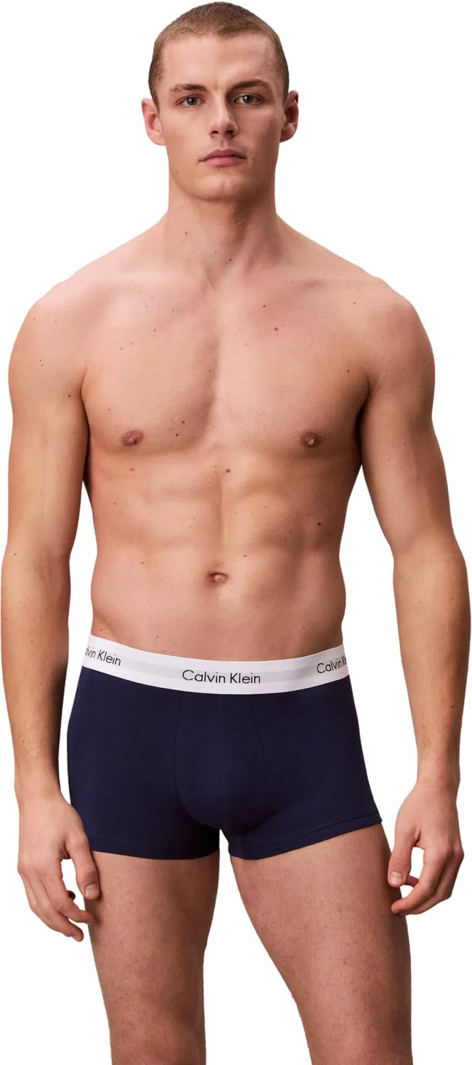 Мужские трусы-слипы из хлопка с эластаном Calvin Klein, Multicoloured (White/Red Ginger/Pyro Blue) — фото 3