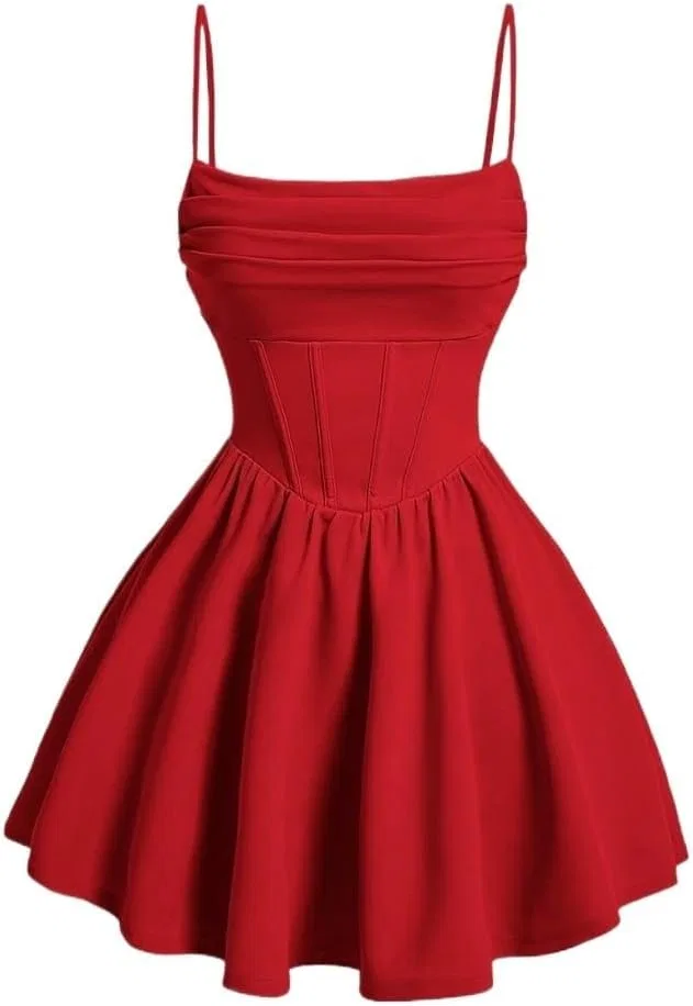 Женское коктейльное платье с открытой спиной и асимметричной горловиной, Red
