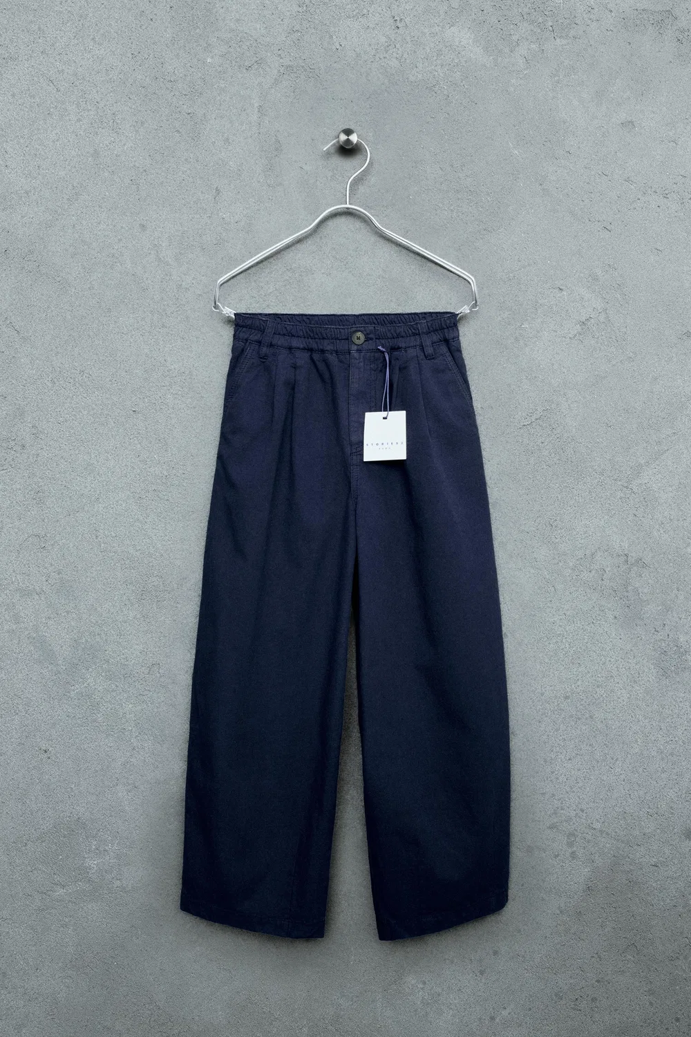 STORIESZ - Свободные брюки из хлопка и льна с вытачками ZARA, Bluish