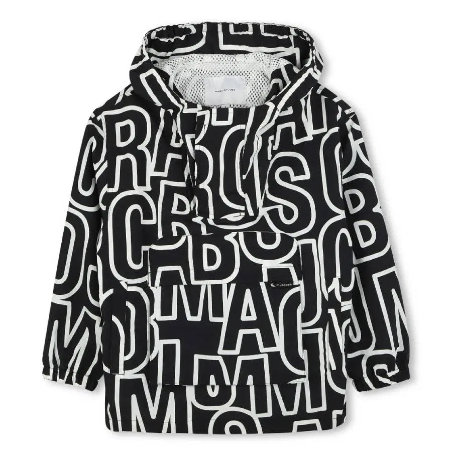 Ветровка с капюшоном Monogram Hooded Windbreaker Jacket Little Marc Jacobs, Black