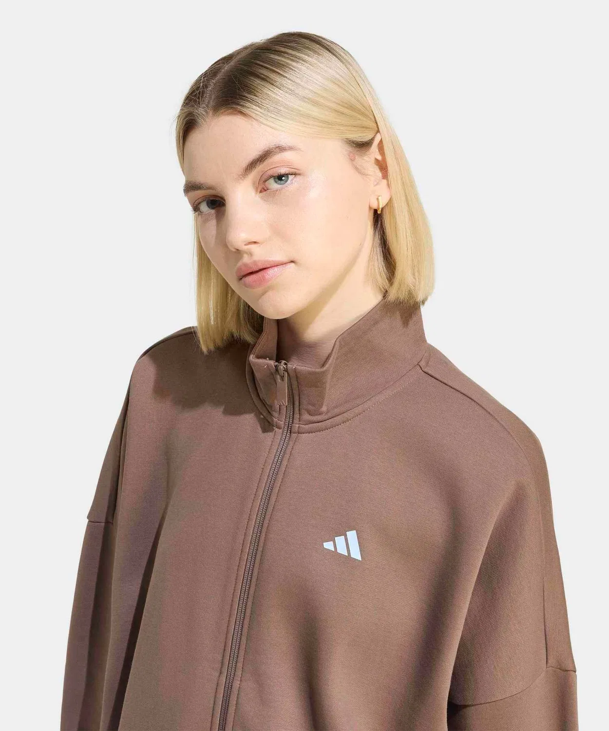 Женский лонгслив с принтом Three Stripes Studio Track Top Adidas, Brown — фото 3