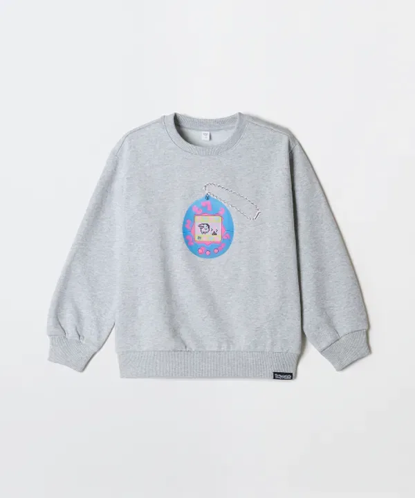 Свитшот детский с принтом, Тамагочи Spao Kids, меланжевый серый — фото 2