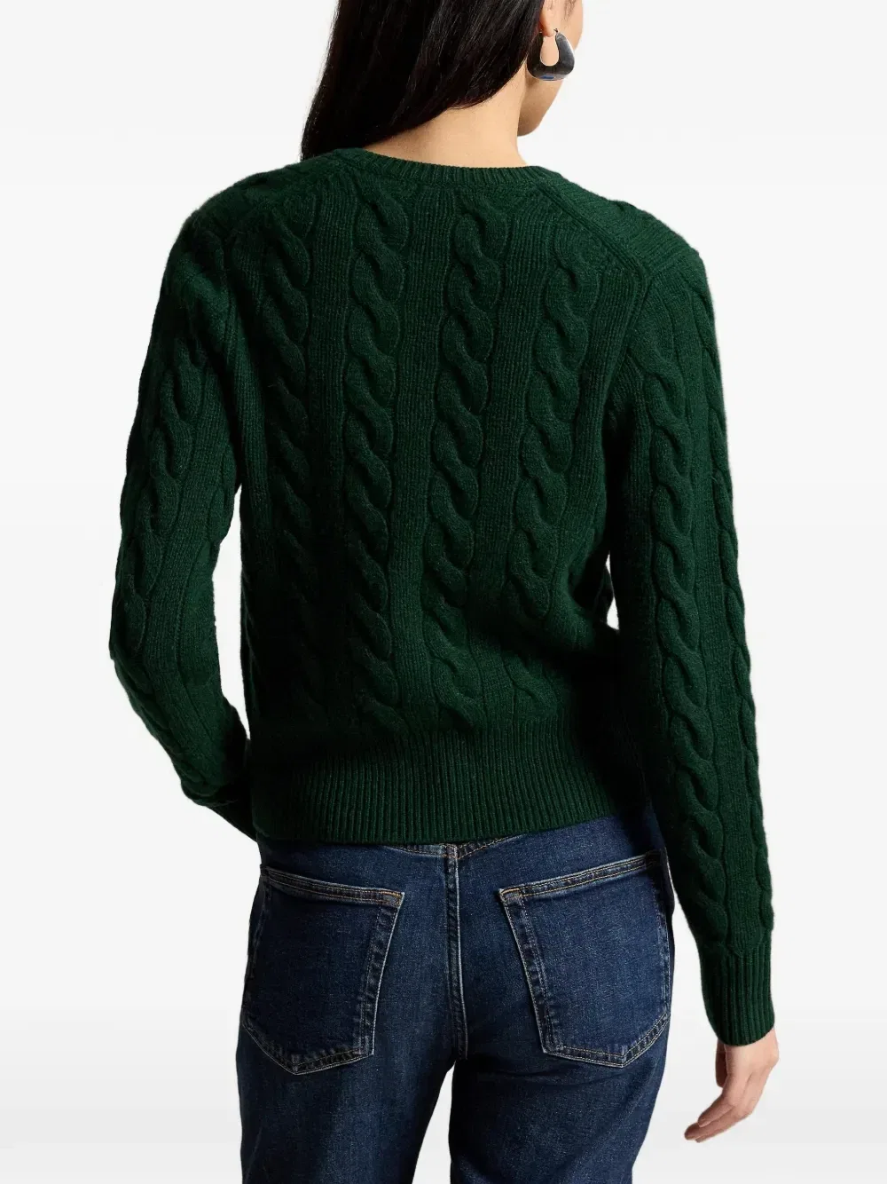 Кардиган фактурной вязки с вышивкой Pony Polo Ralph Lauren, зеленый — фото 4