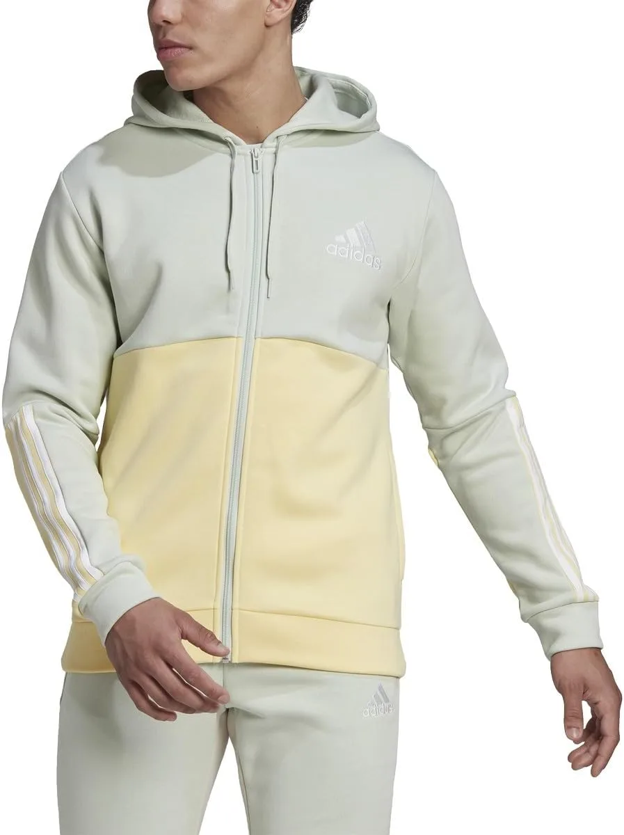 Толстовка Adidas Essentials Colorblock с молнией, зеленый/желтый
