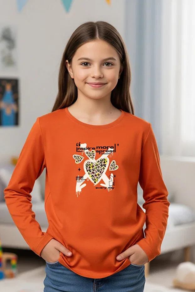 Детский комплект свитшотов для девочек с принтом Panios Kids, Orange-Black-Grey — фото 2