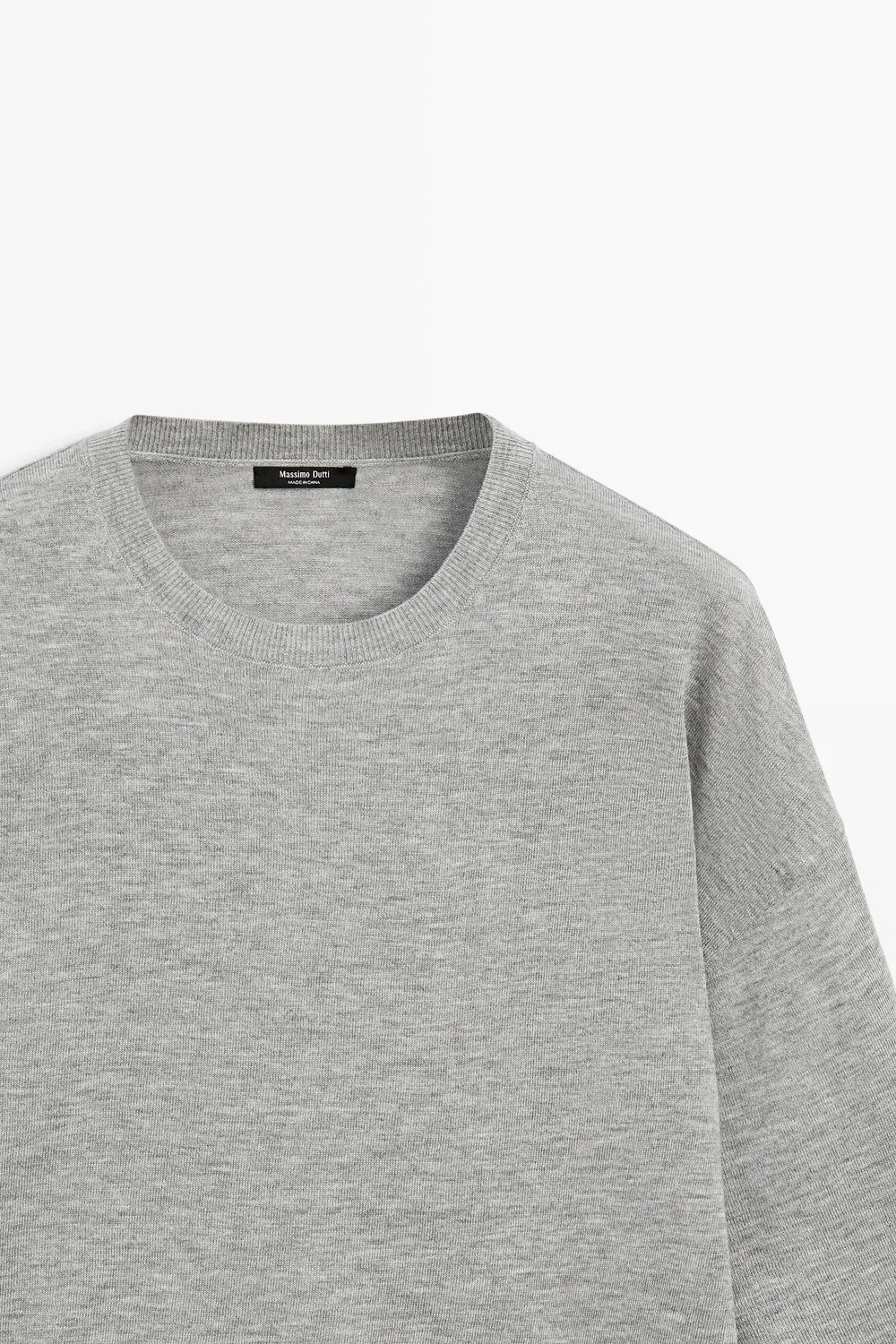 Свитер Massimo Dutti Round Neck Knit, серый меланж — фото 4