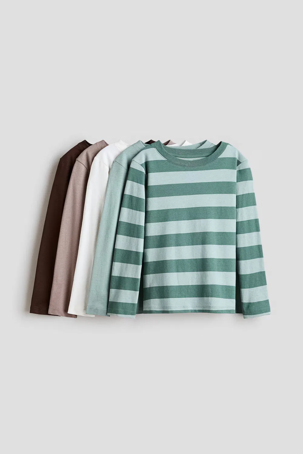 5 хлопковых рубашек в упаковке H&M, Türkis/Gestreift